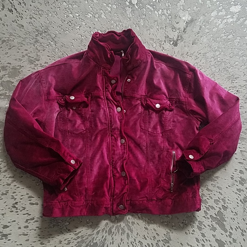 Free People Velvet Trucker Pink Jacket M/L - Picture 5 of 12